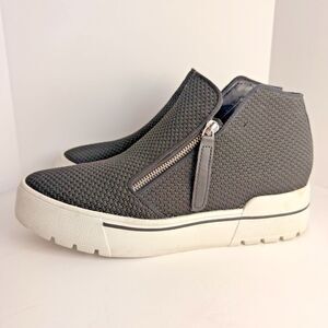 Steve Madden Gate Platform Sneakers Women 10 Black Knit Double Zip EUC